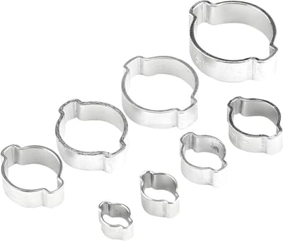 Dailygoods- Slangklemmen Assortiment 10 Stuks - Roestvrij Staal - Instelbare Buisklemmen - Twee-Oor Klemmen - 5-23 mm - Perfect voor Slangen - Buisklem