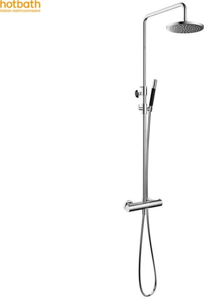 Hotbath Cobber - Stortdoucheset - 300 mm Hoofddouche - 360 mm Hartafstand - Glijstang - Staafmodel Handdouche - Chroom - Hoogglans - Opbouw - 1/2 Inch Aansluiting - V02