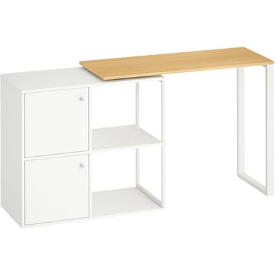 4goodz L-vormig Bureau 360° draaibaar Hoekbureau met opbergruimte 150x40x75 cm - Wit