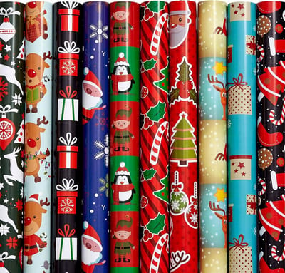 Kerstpapier Set van 20 Vellen in 10 Ontwerpen, Feestelijke Vouwmaat van 70cm x 50cm voor Kinderen en Volwassenen