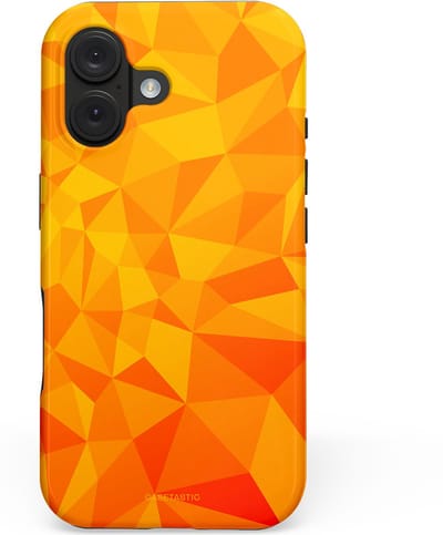 Casetastic hoesje geschikt voor Apple iPhone 16 - MagSafe - Dubbellaagse bescherming - Citrus Polygoon - Fashion Case - Oranje Okergeel