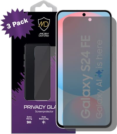 3-Pack MobyDefend Screenprotectors - Geschikt voor Samsung Galaxy S24 FE - HD Privacy Glass Screensavers