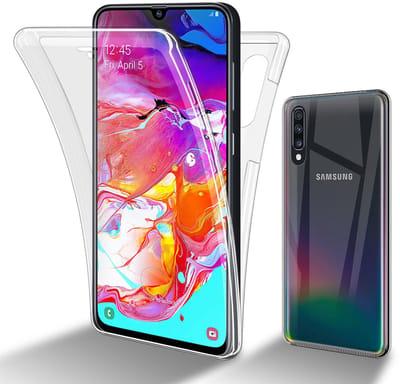 Cadorabo Hoesje geschikt voor Samsung Galaxy A70e in TRANSPARANT - 360° Full Body Case Cover Beschermhoes Voor- en achterbescherming, all-round bescherming met displaybescherming