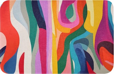 Badmat 60x40 cm - Antislip - Abstract - Kleurrijk - Golven - Lijnen - Badmatten voor badkamer - Badkamermat - Douchemat - Badkamer mat