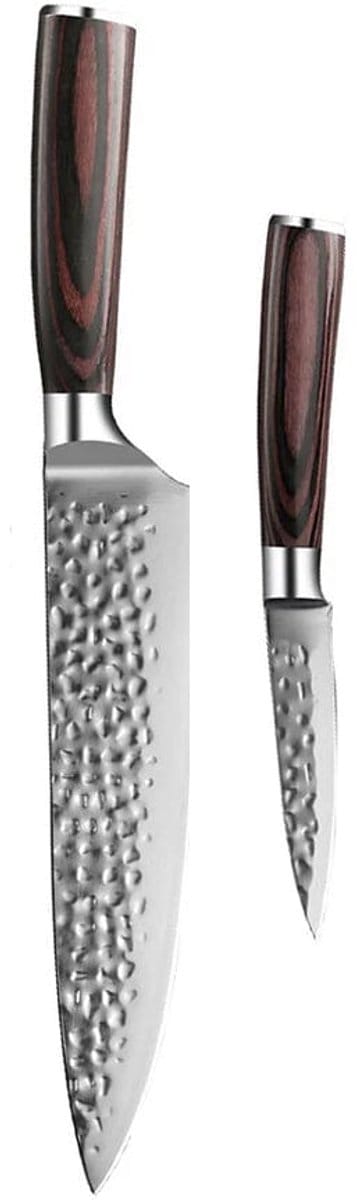Shinrai Knives - Hammered RVS 2-delige Messenset - Koksmes + Schilmes
