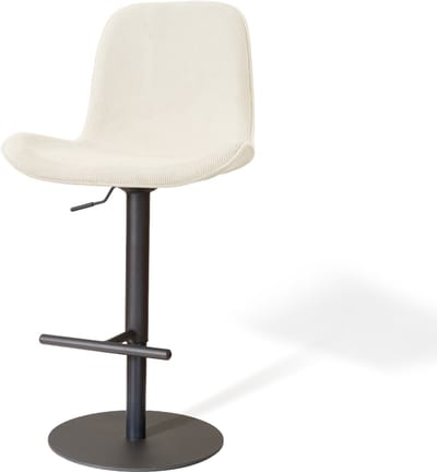 Nolon Niva-Fé Draaibare Tulp Barkruk Rib Beige - Verstelbaar - Mat Zwart Onderstel - Scandinavisch - Stoffen - Barstoel