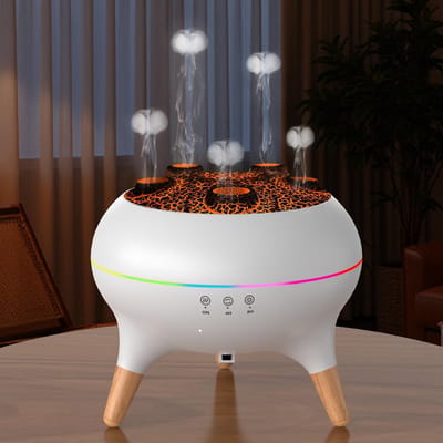 Witte 250ml Aromatherapie Diffuser – 8 LED Kleuren, Timer, Automatisch Uit, Luchtbevochtiger
