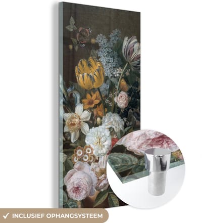 MuchoWow® Glasschilderij 20x40 cm - Schilderij acrylglas - Stilleven met bloemen - Schilderij van Eelke Jelles Eelkema - Foto op glas - Schilderijen