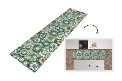 Keukenloper - Loper keuken - Bloemen - Groen - Patronen - 200x50 cm - Keukenloper vinyl