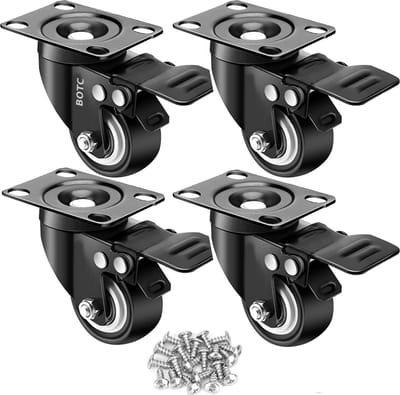 BOTC Zwarelast Zwenkwielen - Set van 4 - Ø 40 mm - wieltjes voor onder meubels - 50 KG per wiel - 4 stuks