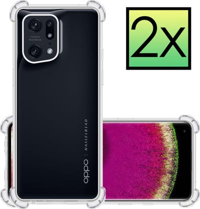 Hoesje - 2 Stuks - Geschikt voor OPPO Find X5 - Sterk & Shockproof - Siliconen Case - Back Cover - Telefoon Hoes Shock Proof - Transparant