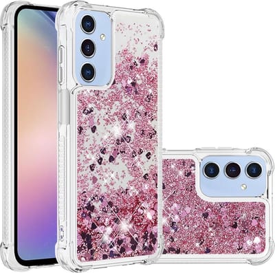 Coverup Hoesje - Geschikt voor Samsung Galaxy A16 Hoesje - Coverup Liquid Glitter Back Cover - Rose Gold