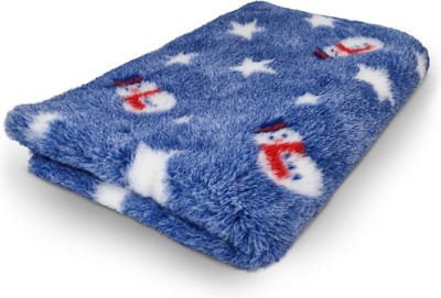 Kerst Vetbed Frosty - Antislip Hondenmat - Blauw - 100 x 75 cm - Kerst Decoratie - Benchmat - Benchkussen