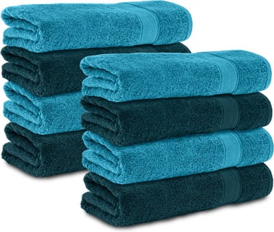 Komfortec 8x Handdoek 70x140 - 100% Katoen – Handdoekenset - Zacht - Petroleumblauw/Turquoise