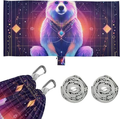 Hangmat met Riemen - Kampeer Hangmat - Buiten Ontspannen - Inclusief Draagtas - 290 x 138 cm - Bear Neon