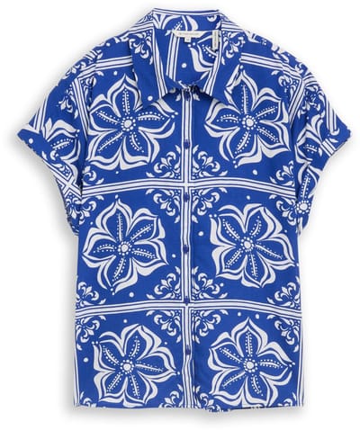 Tom Tailor - Dames bloes - Maat 38 - Vrouwen - blauw - Bovenmateriaal