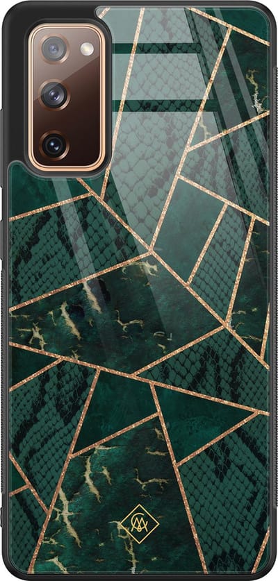 Casimoda® hoesje - Geschikt voor Samsung Galaxy S20 FE - Abstract Groen - Luxe Hard Case Zwart - Backcover telefoonhoesje - Groen