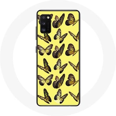 Samsung Galaxy A41 Hoesje Vlinders Gele Achtergrond geel