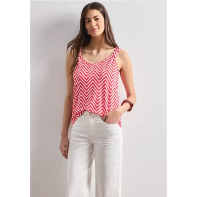 Top met V-hals en knoopdetail