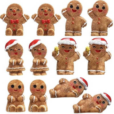 Dailygoods- Peperkoekman 12 Stuks - Mini Hars Decoraties - Kerst Ornamenten - DIY Kerstfeest - Cadeau Benodigdheden - Nostalgisch Ontwerp - Kerstdecoratie