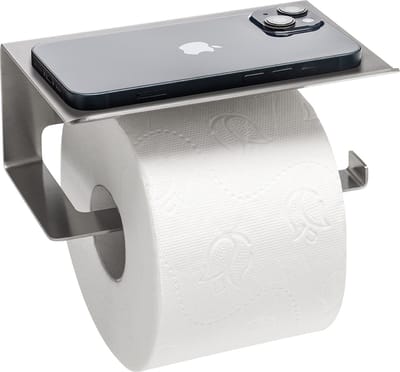 WC Rolhouder met Plankje - Rvs - Toiletrolhouder Zonder Boren of Boren