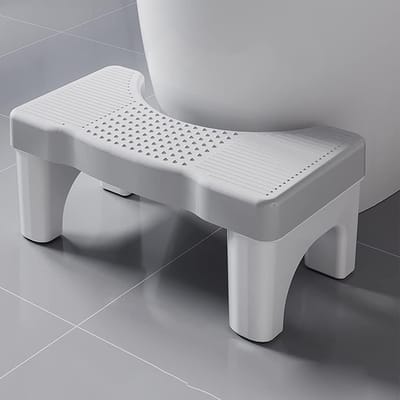 Toilet Kruk - Badkamer Krukje - Juiste Houding - Antislip Treden - 7 Inch Hoog - Grijs