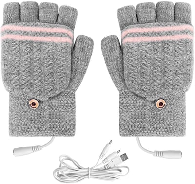 Dailygoods - USB verwarmde handschoenen - handwarmers - geschikt voor laptop en gaming - vingerloos - wasbaar - uniseks voor volwassenen