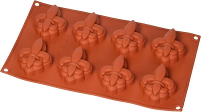 Siliconen Vorm - Bakvorm Fleur De Lis - Zelf Bakken - 8 Holtes Ovenbestendig - 14 Ounce - Grijs