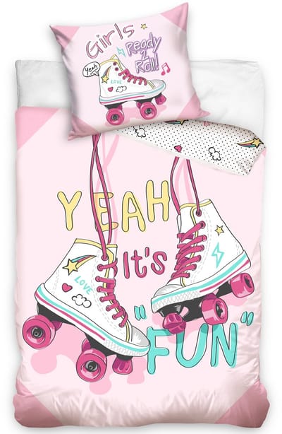 DREAMEE Dekbedovertrek Yeah it's Fun - Eenpersoons - 140x200 cm - Roze