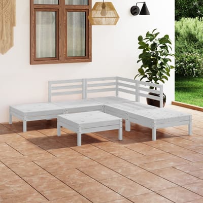 vidaXL - 6-delige - Loungeset - massief - grenenhout - wit