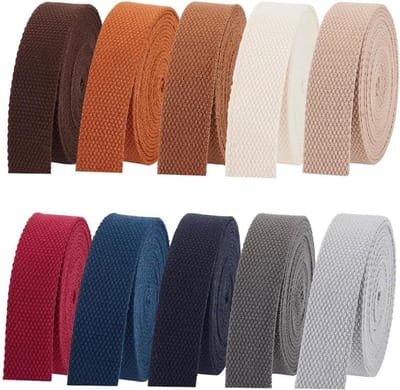 Katoenen webbing van 25 mm, zachte polyester straps voor tassen, veiligheidsgordels en outdoor accessoires - 10 kleuren beschikbaar, ideaal voor knutselen en bagage