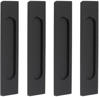 Dailygoods- Schuifdeurgrepen Zelfklevend - 4 Stuks - Mat Zwart Aluminiumlegering - Modern Design - Vlak Trek-Drukloos Handvat - Comfortabele Aanraking - Deurgrepen