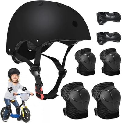 Kniebeschermers voor kinderen met helm, 7-in-1 beschermingsset voor sporten