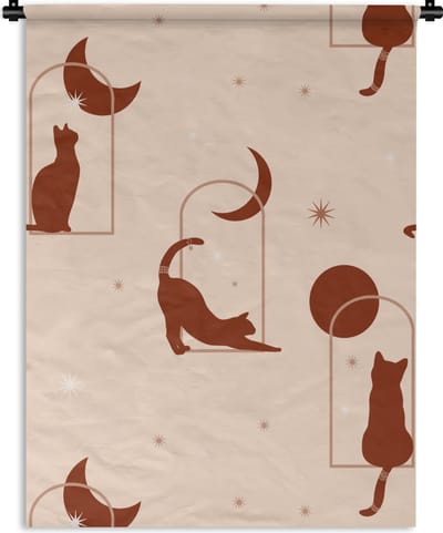 Wandkleed - Wanddoek - Kat - Sterren - Patronen - 90x120 cm - Wandtapijt