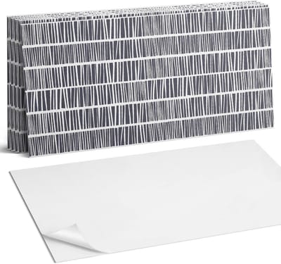 Coloray Plaktegels - Dynamisch lijnpatroon Wandtegel Zelfklevend - 60 cm x 30 cm - Zwart Plaktegels - 6 stuks - Rechthoek PVC Tegels - Plaktegels Keuken - Zelfklevende Vloertegels Badkamer - Vinyl Tegels - Zelfklevende Wandtegels
