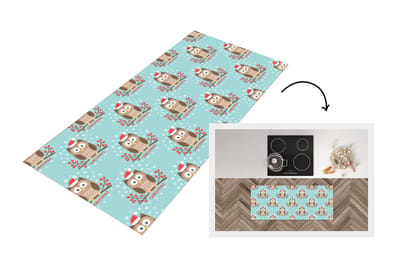 Keukenloper - Loper keuken - Patronen - Uil - Kerst - 120x50 cm - Keukenloper vinyl