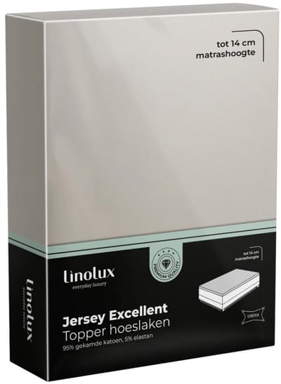 Linolux Hoeslaken Topper Jersey Excellent Stone 80x200 t/m 100x220