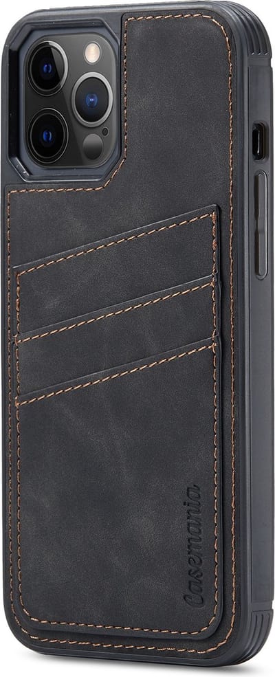 Casemania Hoesje Geschikt voor Apple iPhone 13 Pro Max - met Pasjeshouder Charcoal Gray - Back Cover met Kaarthouder