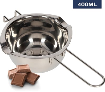 ZoeZo RVS Smeltpan 400 ml - Au Bain Marie Pan met Schenktuit - Voor Kaarsen maken - Voor Chocolade, Boter, Was en Beslag - Zilver