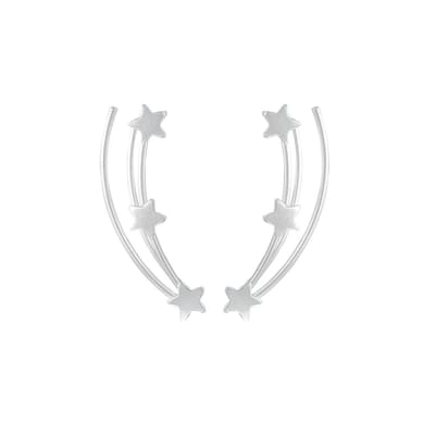 Joy|S - Zilveren ear climbers oorbellen - ster - vallende sterren