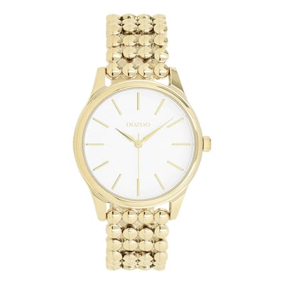 OOZOO Timepieces - Goudkleurige OOZOO horloge met bolletjes schakelarmband - C11671