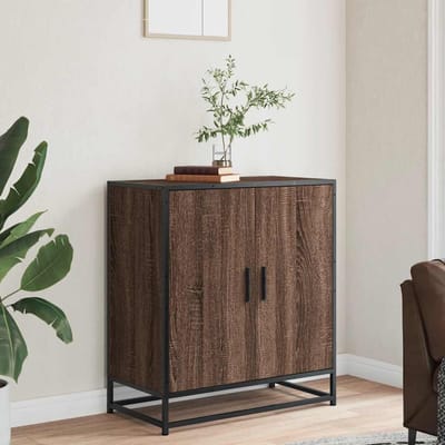 vidaXL - Dressoir - 68x35x76 - cm - bewerkt - hout - en - metaal - bruin - eikenkleur