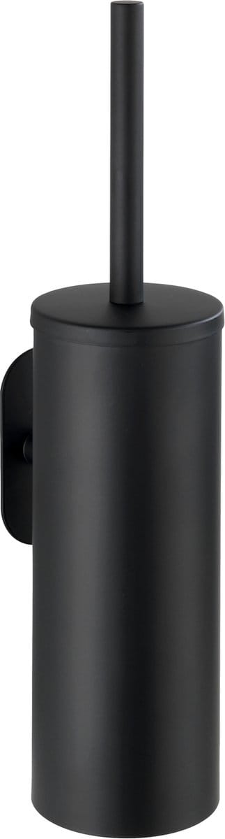 WENKO Turbo-Loc® Toiletborstelhouder met deksel Orea RVS zwart mat - WC borstel met houder - Bevestigen zonder boren - Zelfklevend - 10 jaar garantie