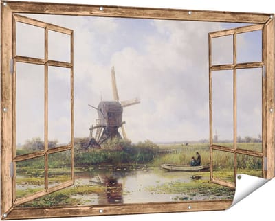 Gards Tuinposter Doorkijk In ’t Gein bij Abcoude - Willem Roelofs - 150x100 cm - Tuindoek - Tuindecoratie - Wanddecoratie buiten - Tuinschilderij