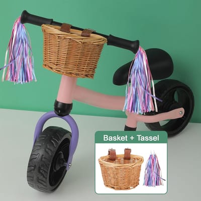 Fietsmand Kinderen - Stuuropslag Set - Fiets Versieren - Handgeweven Duurzaam - 19 x 14 x 14 cm - Niet-bekleed