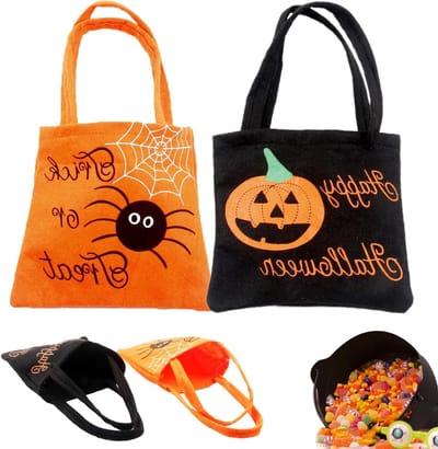Halloween Tote Bags Set van 2, Herbruikbare Trick or Treat Tassen, Ideaal voor Feestjes en Snoepverdeling