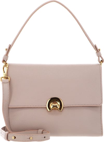 COCCINELLE Leren Schoudertas Binxie Handbag Grained Leather Rosette Beige