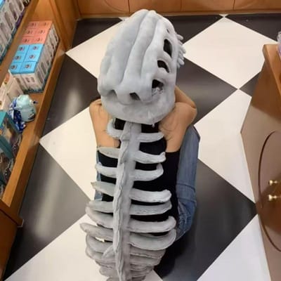 Bandeau Créatif Squelette Vertébral Peluche Tête Squelette Vertébral Peluche Unique Costume Halloween Nouveauté Déguisement pour Cosplay Thématique white