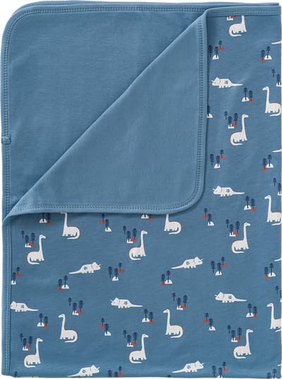 Fresk Kinderdeken Jongens – Babydeken - Wiegdeken - Ledikant deken - Blauw - Dino
