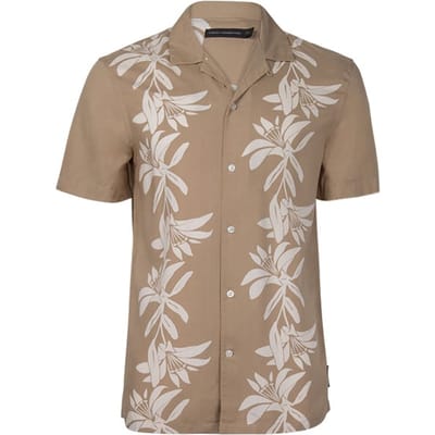 French Connection Climber Viscose Ss Stone Maat: S | Casual Overhemden Outlet | Heren | Bruin